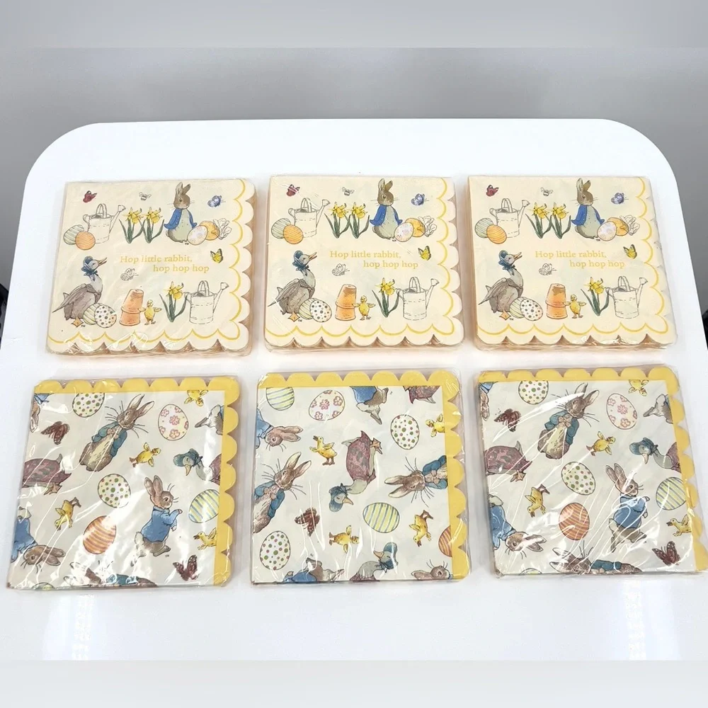 Meri Meri Beatrix Potter Peter Rabbit Egg Spring Yellow Baby Shower 120 Napkins